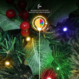 Verymerry 9Ft Pre-Lit Garland 2In1 Dual-Color - Warm White/multi Colour With 50 Led Lights With Auto-Off Timer, 9 Lighting Modes - thumbnail 3