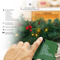 Verymerry 9Ft Pre-Lit Garland 2In1 Dual-Color - Warm White/multi Colour With 50 Led Lights With Auto-Off Timer, 9 Lighting Modes - thumbnail 5