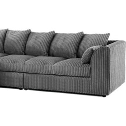 Palmas Jumbo Cord Fabric 5 Seater Left Hand Facing Corner Sofa Grey - thumbnail 3