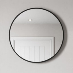 Aveli 600 X 600mm Black Wall Mounted Bathroom Mirror Framed Round Design 4mm Glass