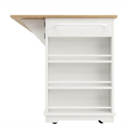 Abrihome Kitchen Island With Removable Partitions & Tempered Glass In White/black Wood Grain Finish - thumbnail 7
