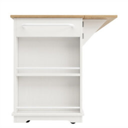 Abrihome Kitchen Island With Removable Partitions & Tempered Glass In White/black Wood Grain Finish - thumbnail 8