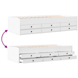 Berkfield Daybed With Drawers Without Mattress White 90X190 Cm Single - thumbnail 7