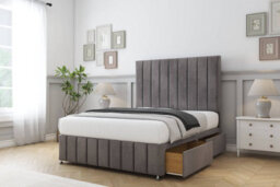 "Comfort Sara Slate Naples Divan Bed Set 2 Drawers Right Side - 26"" Strutted & 12"" Footboard 5' King" - thumbnail 2