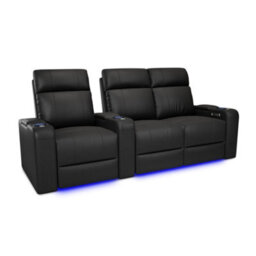 Valencia Piacenza Power Headrest Home Theater Seating Row Of 3 Loveseat Right Black Nappa Leather Power Recliner Led Cup Holder - thumbnail 1
