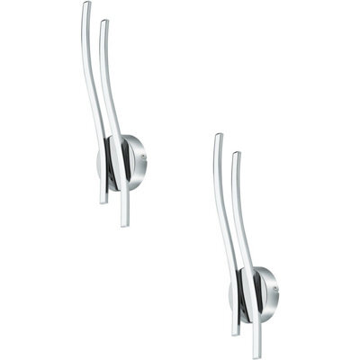 Modern Chrome Plated Wall Light - 2 Pack With White Led Shades - image 1