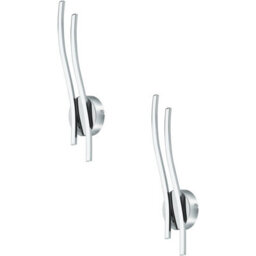 Modern Chrome Plated Wall Light - 2 Pack With White Led Shades - thumbnail 1