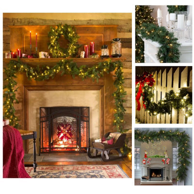 Geezy Christmas Garland With Lights & Timer Mantle Door Stairs Xmas Decor 270Cm 9Ft - image 1