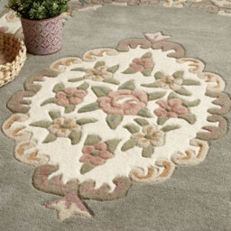 Grey Traditional Wool Rug, Handmade Rug With 25mm Thickness, Grey Floral Rug For Bedroom, & Dining Room-75Cm X 150Cm - thumbnail 2