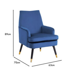 Fwstyle Loretta Midnight Blue Velvet Accent Padded Armchair - thumbnail 7