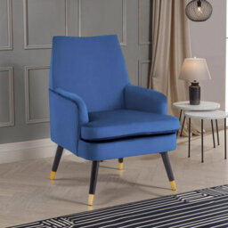 Fwstyle Loretta Midnight Blue Velvet Accent Padded Armchair