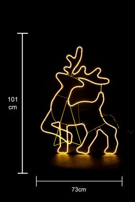 Shatchi Walking Reindeer Neon Effect Rope Light Silhouette Double Side 90 Warm White Leds Christmas Outdoor - image 1
