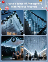 Aigostar Solar Powered Icicle Outdoor Christmas Lights 5M Cool White - thumbnail 7
