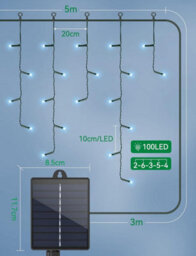 Aigostar Solar Powered Icicle Outdoor Christmas Lights 5M Cool White - thumbnail 6