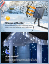 Aigostar Solar Powered Icicle Outdoor Christmas Lights 5M Cool White - thumbnail 5