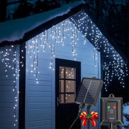 Aigostar Solar Powered Icicle Outdoor Christmas Lights 5M Cool White - thumbnail 1