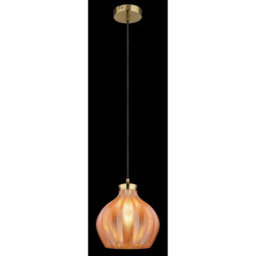 Luminosa Lighting Luminosa Jessica Dome Pendant Ceiling Light Gold Colours Matt Amber Glass Shade 1X E27 - thumbnail 4