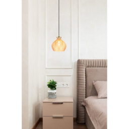 Luminosa Lighting Luminosa Jessica Dome Pendant Ceiling Light Gold Colours Matt Amber Glass Shade 1X E27 - thumbnail 6