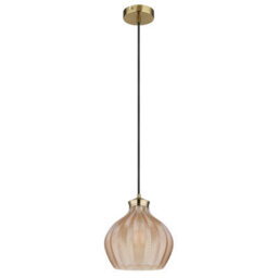 Luminosa Lighting Luminosa Jessica Dome Pendant Ceiling Light Gold Colours Matt Amber Glass Shade 1X E27 - thumbnail 2