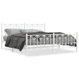 Berkfield Metal Bed Frame Without Mattress With Footboard White 183X213Cm - thumbnail 2