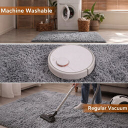 Oxford Homeware Shaggy Rug Anti-Slip Washable Soft Fluffy Living Room And Bedroom Rug (Grey, 120X170Cm) - thumbnail 5