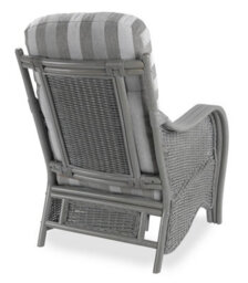 Desser Turin Grey Rattan 2 Seater Sofa & 2 Armchairs Indoor Real Cane Wicker Conservatory Suite W/ Uk Sewn Duke Grey Stripe Fabric - thumbnail 5