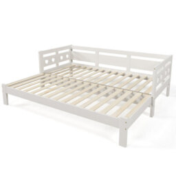 BTM Daybed Cabin Bed Wooden 3Ft Single Sofa Guest Bed Pull Out Trundle Heart-Shaped Children Adults 90X190 Cm White - thumbnail 7