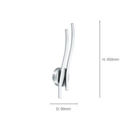 Eglo Valmora Chrome And Clear Metal Integrated Led Wall Light (W) 9Cm - Modern Lighting Fixture - thumbnail 4