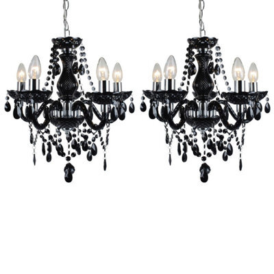 First Choice Lighting Set Of 2 Black And Chrome Marie Therese Style 5 X 40W Chandelier - image 1