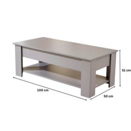 Oak Lift Up Coffee Table With Storage Shelf Living Room Home Furniture - thumbnail 2