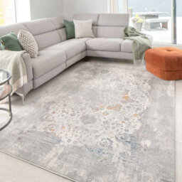 Loomed Silver Multicolour Distressed Floral Medallion Area Rug 160X230Cm - thumbnail 1