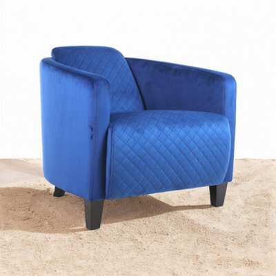 86Cm Blue Colour Velvet Armchair - image 1