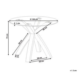 Beliani Dining Table Yapp Light Brown 100 Cm 100 Cm Tempered Glass - thumbnail 3