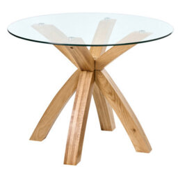 Beliani Dining Table Yapp Light Brown 100 Cm 100 Cm Tempered Glass - thumbnail 1