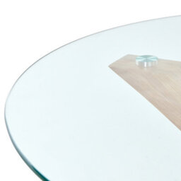 Beliani Dining Table Yapp Light Brown 100 Cm 100 Cm Tempered Glass - thumbnail 5