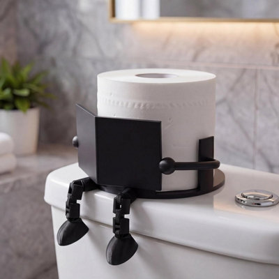 CLEFFNS Toilet Paper Holder, Black Reading Buddy Roll Stand, Funny Vertical Tissue Holder Table Restaurant Accessories Decorative Ornament - image 1