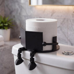CLEFFNS Toilet Paper Holder, Black Reading Buddy Roll Stand, Funny Vertical Tissue Holder Table Restaurant Accessories Decorative Ornament - thumbnail 1