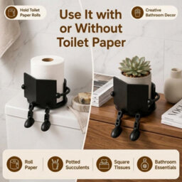 CLEFFNS Toilet Paper Holder, Black Reading Buddy Roll Stand, Funny Vertical Tissue Holder Table Restaurant Accessories Decorative Ornament - thumbnail 9
