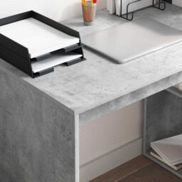 Berkfield Modern Writing Desk Concrete Grey Engineered Wood With A Concrete Finish - thumbnail 4