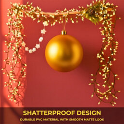 Shatchi 25Cm Dark Gold Mat Christmas Bauble - Premium Bauble & Home Décor Ornament - thumbnail 8