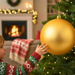 Shatchi 25Cm Dark Gold Mat Christmas Bauble - Premium Bauble & Home Décor Ornament - thumbnail 6