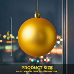 Shatchi 25Cm Dark Gold Mat Christmas Bauble - Premium Bauble & Home Décor Ornament - thumbnail 5