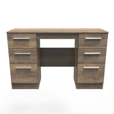 Trent Double Pedestal Desk In Vintage Oak (Ready Assembled) - image 1