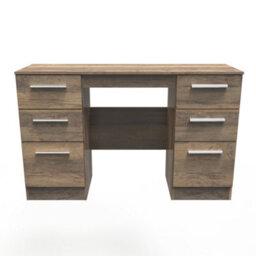 Trent Double Pedestal Desk In Vintage Oak (Ready Assembled) - thumbnail 1