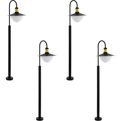 Elegant 4 Pack Ip44 Outdoor Bollard Lights In Black And Gold With Curved Arm Design - image 1