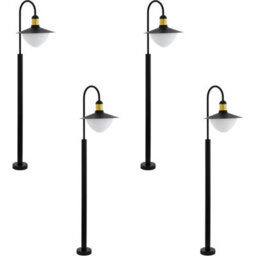 Elegant 4 Pack Ip44 Outdoor Bollard Lights In Black And Gold With Curved Arm Design - thumbnail 1