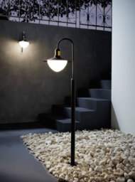 Elegant 4 Pack Ip44 Outdoor Bollard Lights In Black And Gold With Curved Arm Design - thumbnail 4