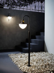 Elegant 4 Pack Ip44 Outdoor Bollard Lights In Black And Gold With Curved Arm Design - thumbnail 3
