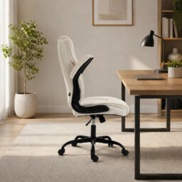 Ergonomic Office Chair, Desk Chair With Flip-Up Armrest, Pocket Springs, Beige - thumbnail 6