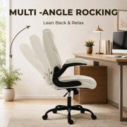 Ergonomic Office Chair, Desk Chair With Flip-Up Armrest, Pocket Springs, Beige - thumbnail 5